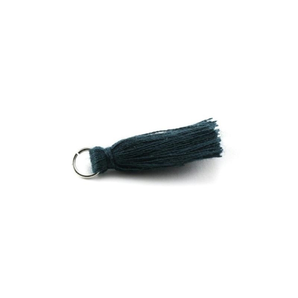 Pampille/Pompon en coton avec anneau vert foncé - Photo n°1
