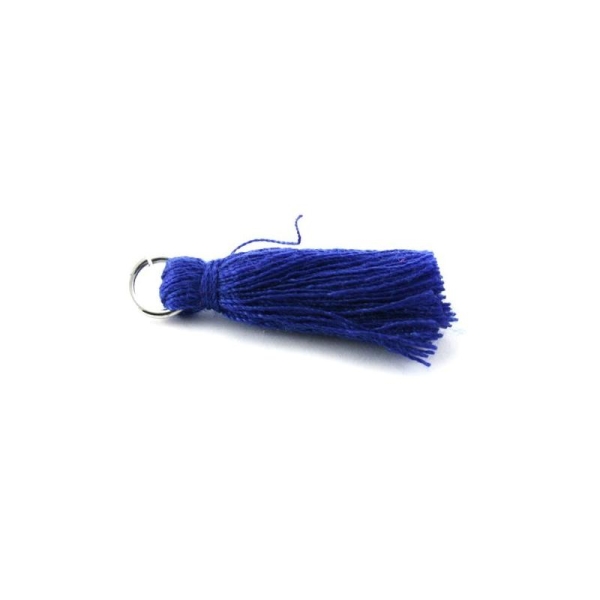 Pampille/Pompon en coton avec anneau bleu foncé - Photo n°1