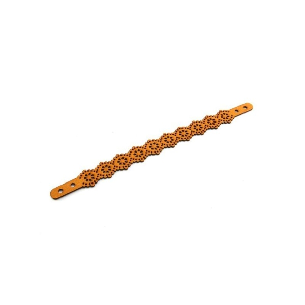 Bracelet dentelle 18 cm en suédine orange - Photo n°1