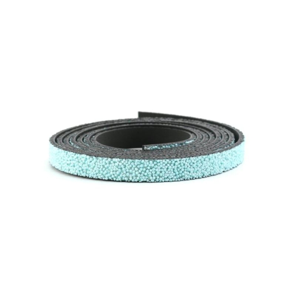 Cuir caviar 10 mm bleu x10 cm - Photo n°1