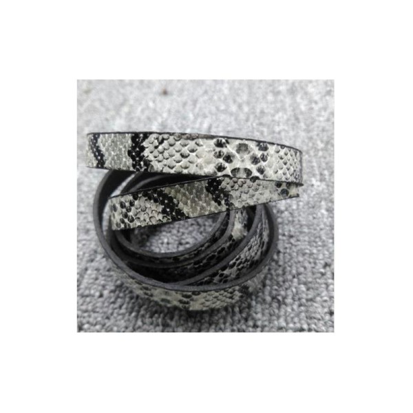 Cuir imitation serpent 10 mm noir et beige x10 cm - Photo n°1