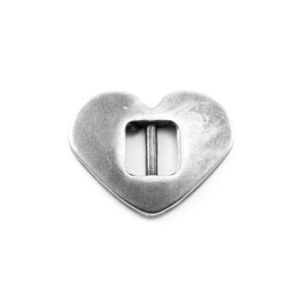 Coeur passant métal 20x16xh6.4mm argenté - Photo n°1