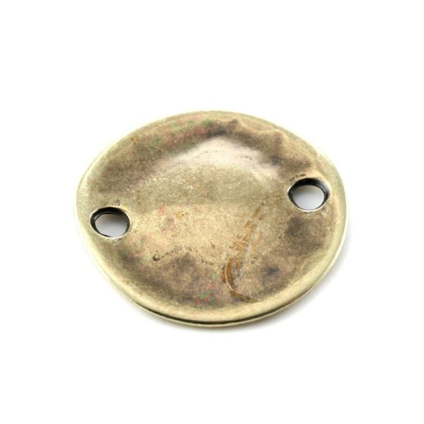 Connecteur 2 trous rond métal bronze 40 mm - Photo n°1