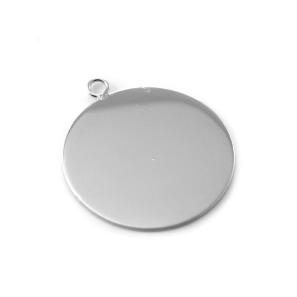 Support pendentif métal rond 24 mm argenté - Photo n°1