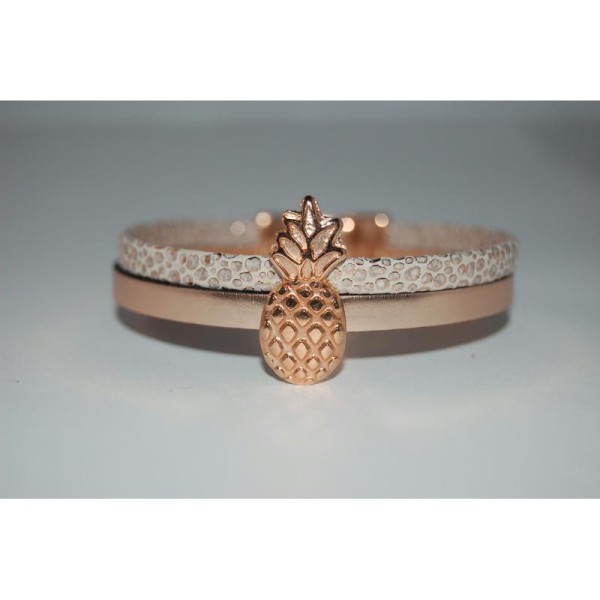 Bracelet en cuir or rose et clair ananas - Photo n°1