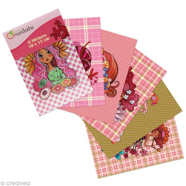 Stickers décoratifs Pink 10 x 15 cm x6 - Photo n°1