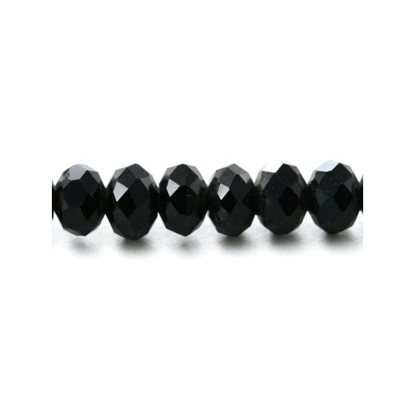Perles en verre facettée aplatie 3x4 mm noir x10 - Photo n°1