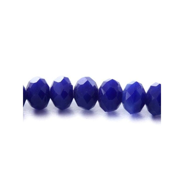 Perles en verre facettée aplaties 3x4 mm bleu électrique x10 - Photo n°1