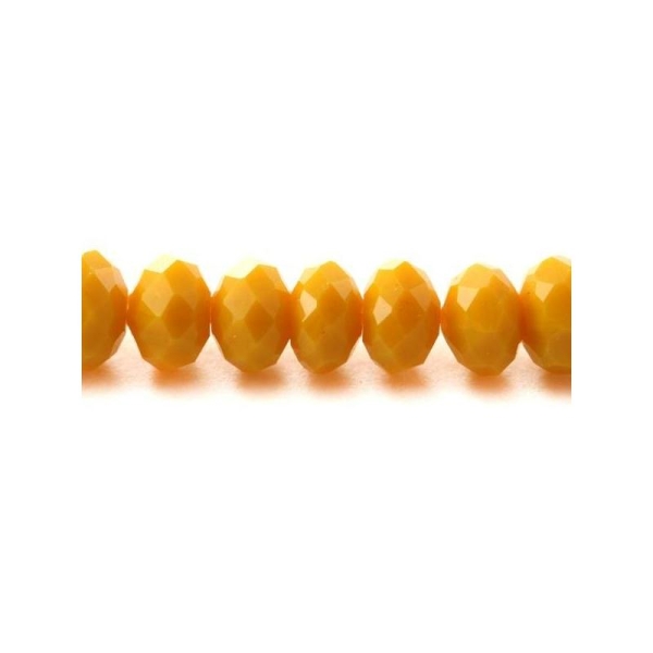 Perles en verre facettée aplaties 3x4 mm jaune tournesol x10 - Photo n°1