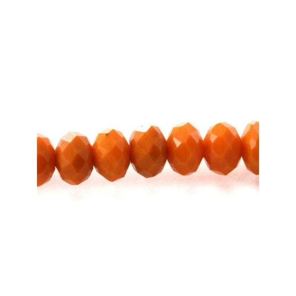 Perles en verre facettée aplaties 3x4 mm orange opaque x10 - Photo n°1
