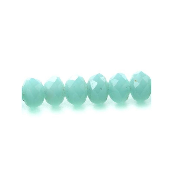 Perles en verre facettée aplaties 3x4 mm vert d'eau x10 - Photo n°1