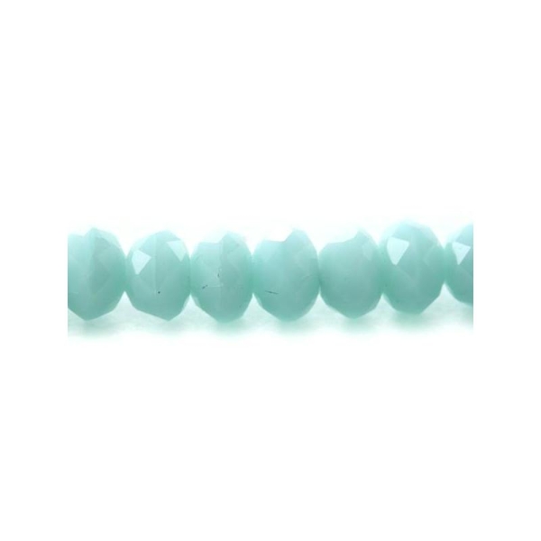 Perles en verre facettée aplaties 3x4 mm vert pastel x10 - Photo n°1
