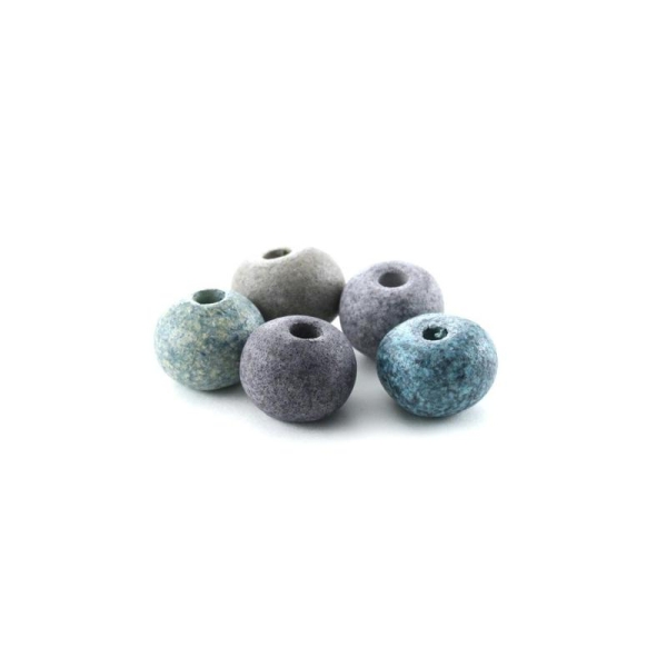 Perles céramique ronde camaïeu gris mat x10 - Photo n°1