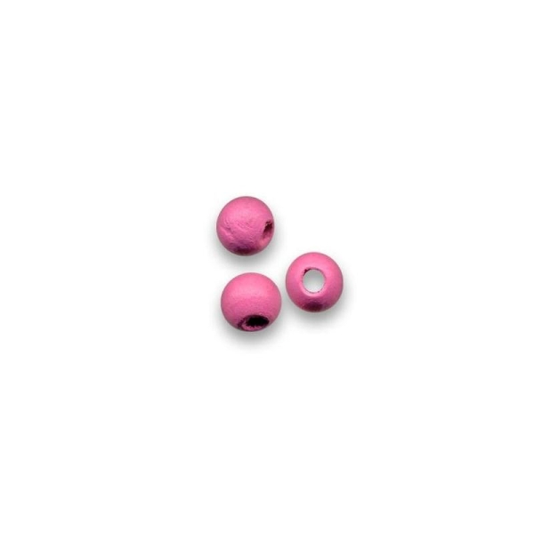 Perle en bois ronde brut 8/10 mm rose x10 - Photo n°1
