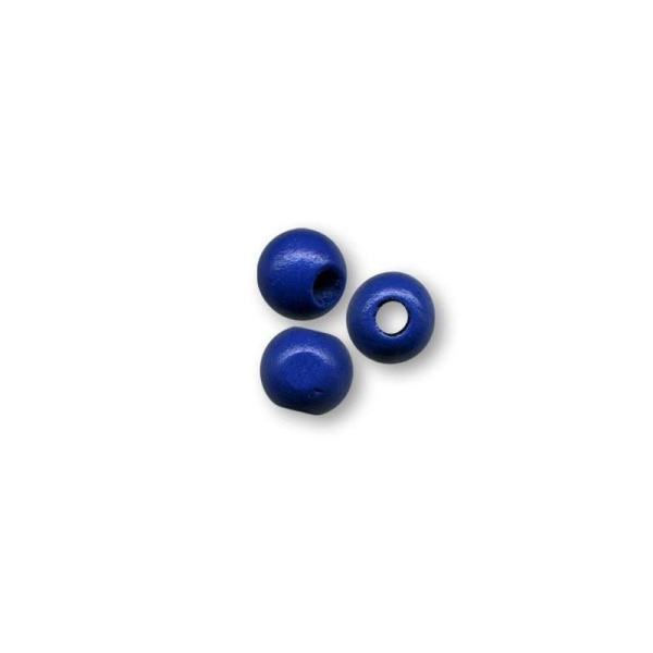 Perle en bois ronde brut 10 mm bleu marine x10 - Photo n°1