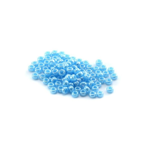 10 G (+/- 875 perles) rocaille 11/0 aquamarine opaque lustré n°433 - Photo n°1