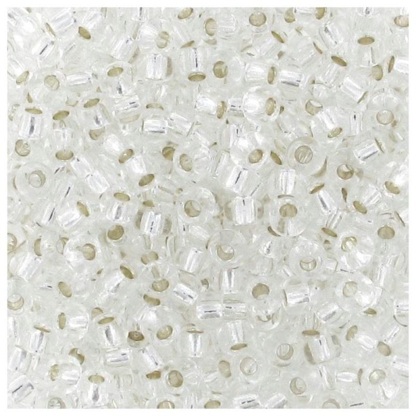 10 G (+/- 875 perles) rocaille 11/0 transparent intérieur argent n°1 - Photo n°1