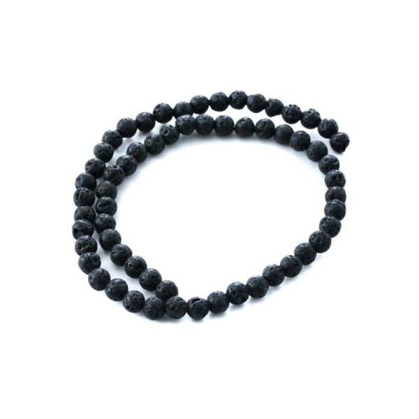 Perle de lave ronde noire 6 mm x10 - Photo n°1