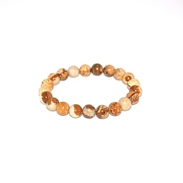 Bracelet en perles naturelles beige et marron - Photo n°1