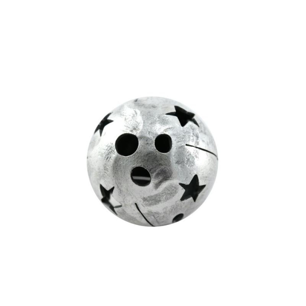 Perle ronde métal vieil argent  18mm avec étoiles - Photo n°1
