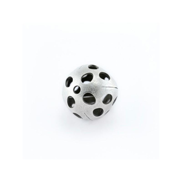Perle ronde métal vieil argent  15 mm avec trous ronds - Photo n°1