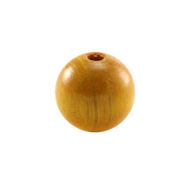 Perle en bois ronde 6 mm traité jaune soleil  x10 - Photo n°1