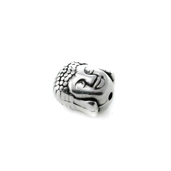 Perle tête de Bouddha métal argenté 9x10 mm - Photo n°1