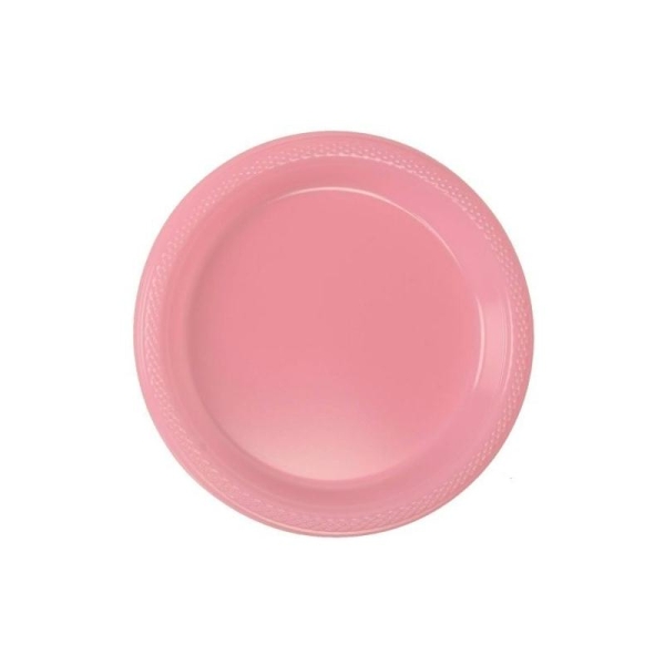 20 assiettes plates en plastique rose Ø 17.8 cm - Photo n°1