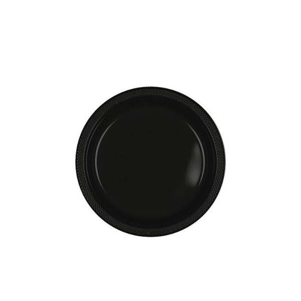 20 assiettes plates en plastique noir Ø 17.8 cm - Photo n°1