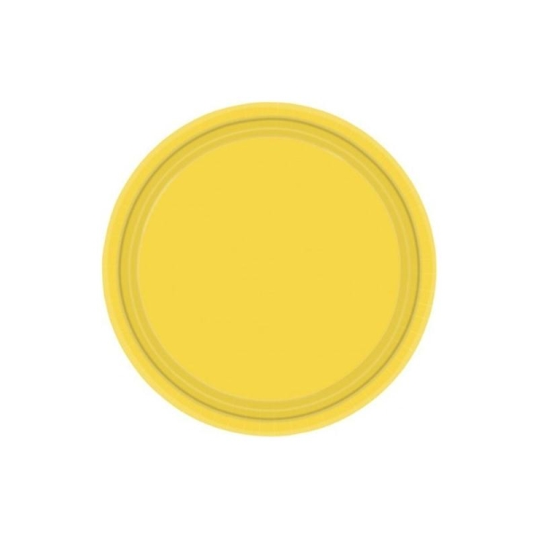 20 assiettes plates en plastique jaune soleil Ø 23 cm - Photo n°1