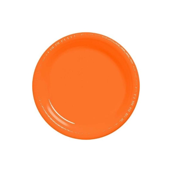 20 assiettes plates en plastique orange Ø 23 cm - Photo n°1