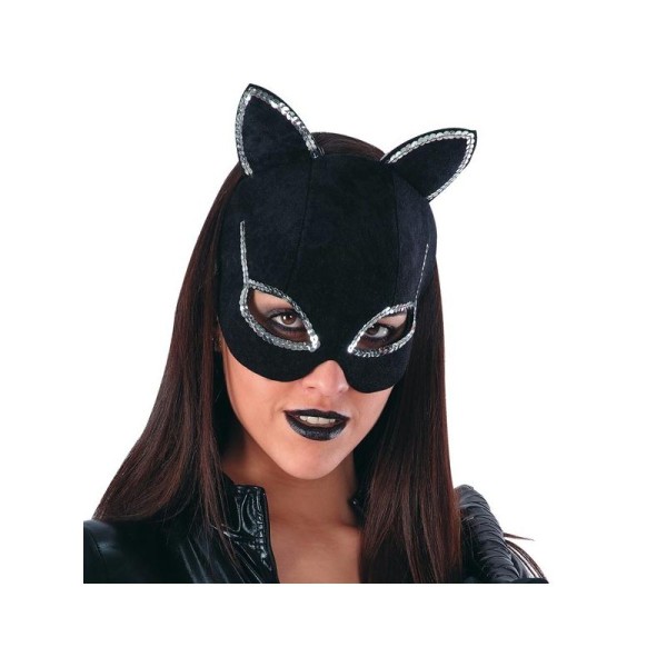 Masque Cat Woman chat loup noir avec oreilles - Photo n°1
