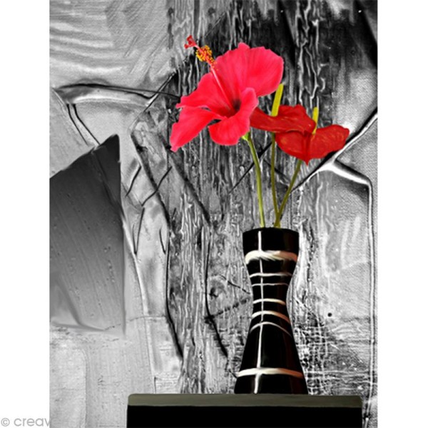 Image 3D Fleur - Hibiscus vase noir 40 x 50 cm - Photo n°1