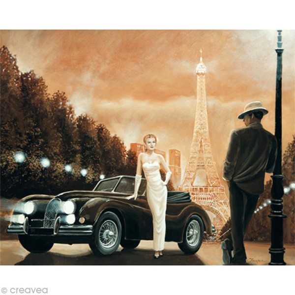 Image 3D Retro - Couple à Paris 40 x 50 cm - Photo n°1