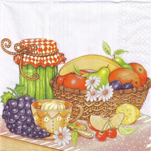 4 Serviettes en papier Fruits et Légumes Format Lunch - Photo n°1