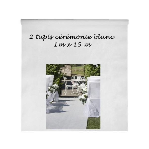 2 Tapis mariage blanc intissé fin 1m x 15 mètres - Photo n°1
