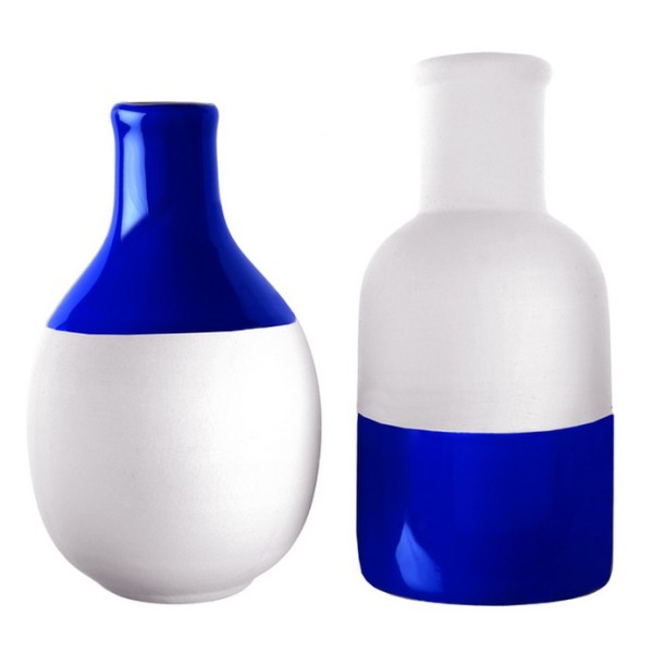 2 Vases scandinaves bleu et blanc assortis - Photo n°1