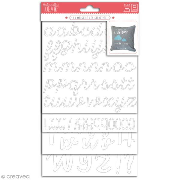 Stickers alphabet flex thermocollant - Blanc - Multi typographies - 180 pcs - Photo n°1