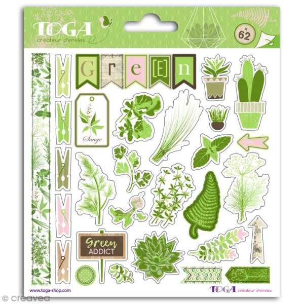 Stickers Toga - Oh my Green - 2 planches de 15 x 15 cm - Photo n°1