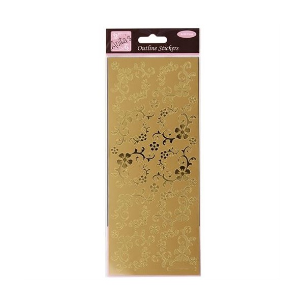Planche de stickers peel off doré bordure de coin fleurs - Photo n°1