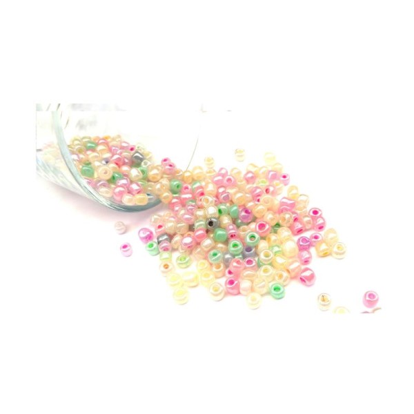 20 Gr,Multicolore Pastel nacrée,Mini rocailles,perles rocailles,4mm 6/0 - Photo n°1