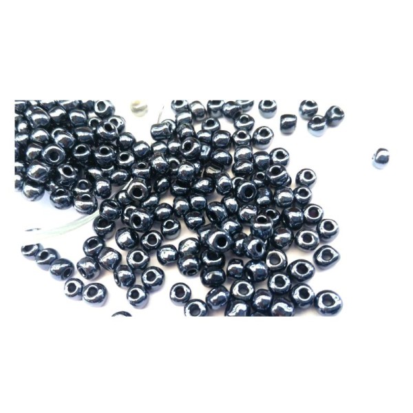 20 Gr,gris/bleuté anthracite,Mini rocailles,perles rocailles,4mm 6/0 - Photo n°1