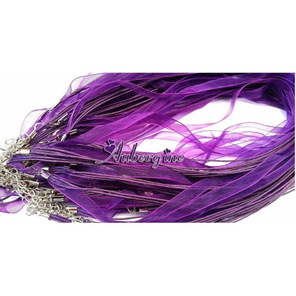 Collier organza x 1 Couleur Violet Aubergine - Photo n°1