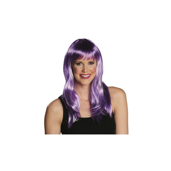 Perruque mi-longue violette femme - Photo n°1