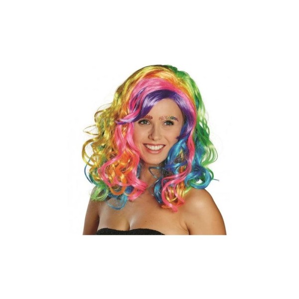 Perruque bouclée multicolore femme - Photo n°1