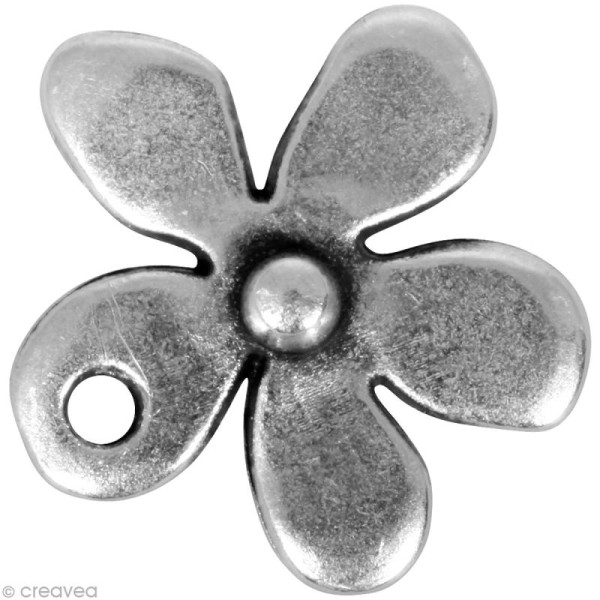 Fleur en métal argenté ancien 13 mm - Photo n°1