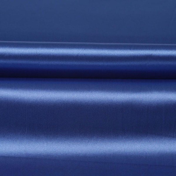 Tissu satin uni - Bleu classic - Photo n°1