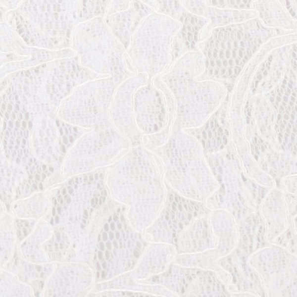 Tissu dentelle fleurie - Blanc- Par 50cm - Photo n°1