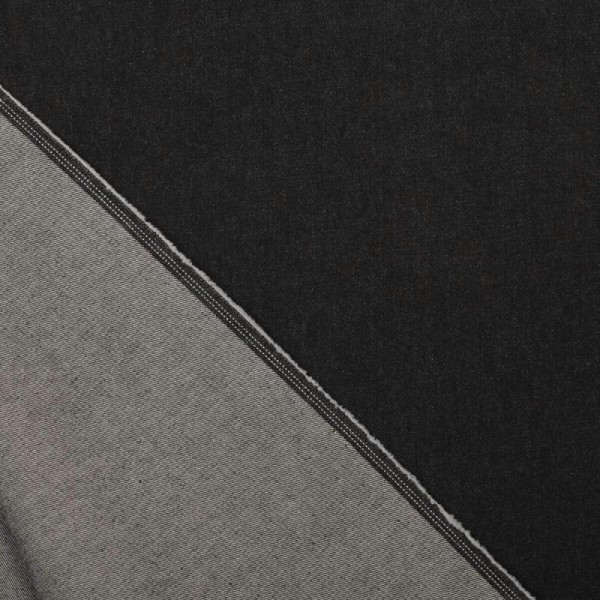 Tissu jean uni 100% coton - Noir - Photo n°1