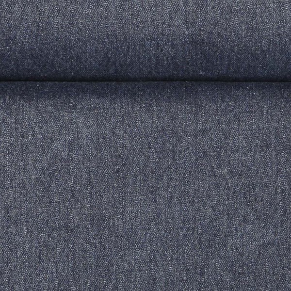 Tissu jean uni 100% coton - Bleu classique - Photo n°1